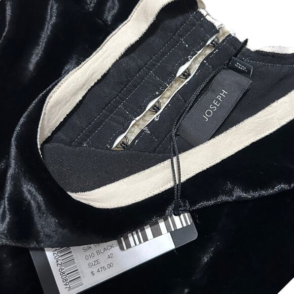 NWT JOSEPH Velvet Silk Hook Closure Peplum Blouse - Picture 3 of 9